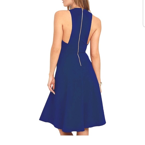 Loukeith Deep V Neck Sleeveless Zip A Line Dress - Picture 2 of 3